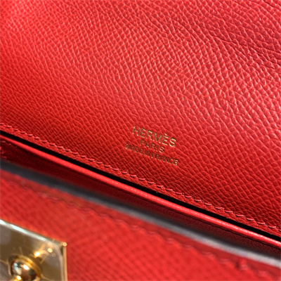 Kelly Pochette Bag Epsom Leather Gold/Silver hardware In Red Color HS