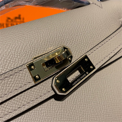 Kelly Pochette Bag Epsom Leather Gold/Silver hardware In Trench Color HS