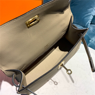 Kelly Pochette Bag Epsom Leather Gold/Silver hardware In Trench Color HS