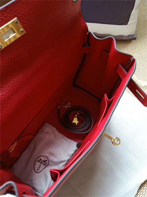 Kelly Retourne Bag Calfskin Leather 25/28CM Gold/Silver Hardware In Red Color