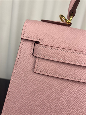 Kelly Sellier Bag Epsom Leather 25/28CM Gold/Silver Hardware In Rose Sakura Color HS