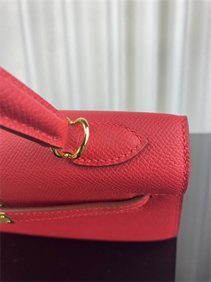Kelly Sellier Bag Epsom Leather 25/28CM Gold/Silver Hardware In Red Color HS