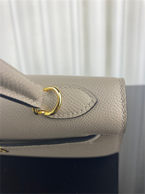 Kelly Sellier Bag Epsom Leather 25/28CM Gold/Silver Hardware In Gris Asphalte Color HS