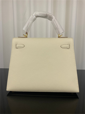 Kelly Sellier Bag Epsom Leather 25/28CM Gold/Silver Hardware In Craie Color HS