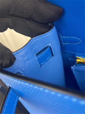 Kelly Sellier Bag Epsom Leather 25/28CM Gold/Silver Hardware In Bleu Hydra Color HS