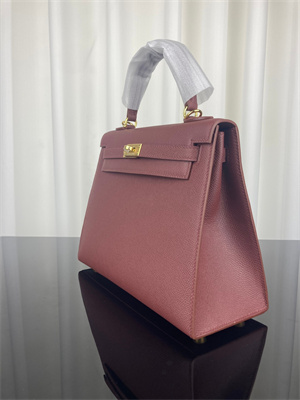 Kelly Sellier Bag Epsom Leather 25/28CM Gold/Silver Hardware In Burgundy Color HS