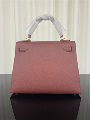 Kelly Sellier Bag Epsom Leather 25/28CM Gold/Silver Hardware In Burgundy Color HS
