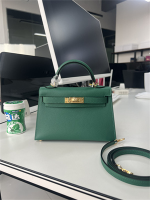 Kelly Mini II Bag Epsom Leather Gold/Silver Hardware In Malachite Color HS