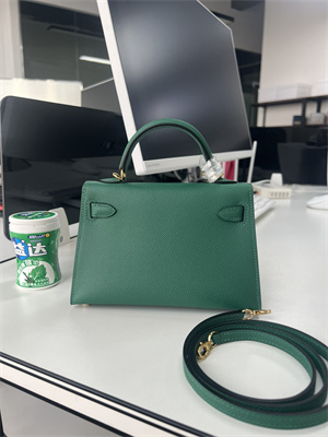 Kelly Mini II Bag Epsom Leather Gold/Silver Hardware In Malachite Color HS