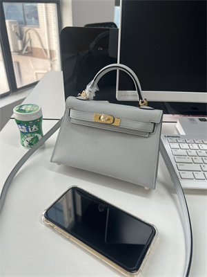 Kelly Mini II Bag Epsom Leather Gold/Silver Hardware In Blue Pale Color HS