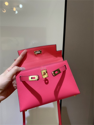 Kelly Mini II Bag Epsom Leather Gold/Silver hardware In Rose Lipsur Color
