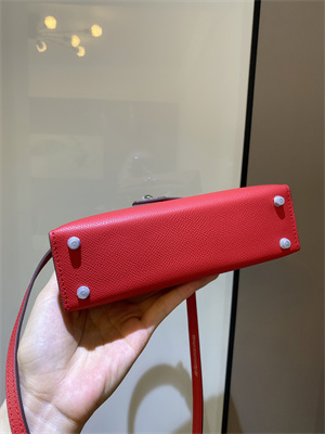 Kelly Mini II Bag Epsom Leather Gold/Silver hardware In Red Color