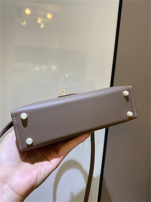 Kelly Mini II Bag Epsom Leather Gold/Silver hardware In Etoupe Color