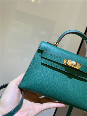 Kelly Mini II Bag Epsom Leather Gold/Silver hardware In Malachite Color