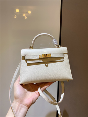 Kelly Mini II Bag Epsom Leather Gold/Silver hardware In Craie Color