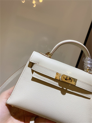 Kelly Mini II Bag Epsom Leather Gold/Silver hardware In Craie Color