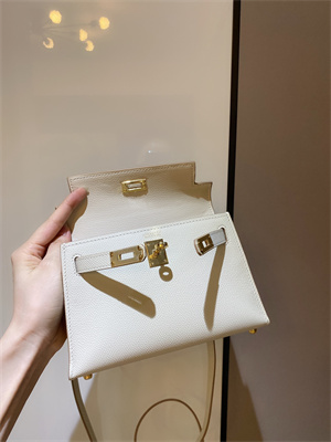 Kelly Mini II Bag Epsom Leather Gold/Silver hardware In Craie Color