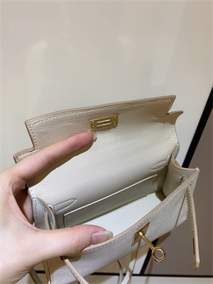 Kelly Mini II Bag Epsom Leather Gold/Silver hardware In Craie Color
