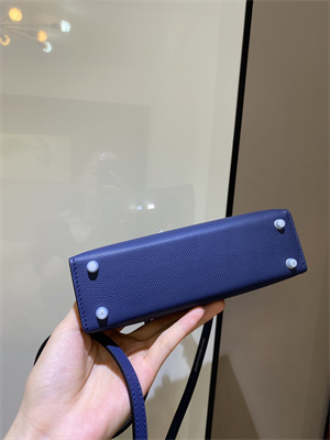 Kelly Mini II Bag Epsom Leather Gold/Silver hardware In Deep Blue Color