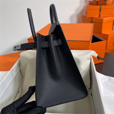 Bir.kin Sellier Bag Epsom Leather 25/30/35CM Silver Hardware In Black Color