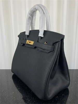 Bir.kin Bag TOGO Leather 25/30/35CM Gold/Silver Hardware In Black Color HS