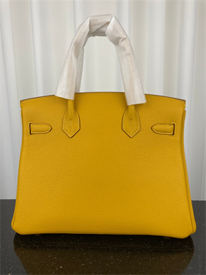Bir.kin Bag TOGO Leather 25/30/35CM Gold/Silver Hardware In Jaune Amber Color HS