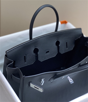 Bir.kin Bag Calfskin Leather 25/30/35CM Gold/Silver Hardware In Black Color