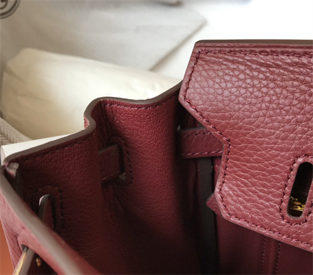 Bir.kin Bag Calfskin Leather 25/30/35CM Gold/Silver Hardware In Bordeaux Color