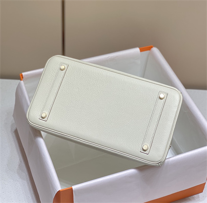 Bir.kin Bag Calfskin Leather 25/30/35CM Gold/Silver Hardware In Craie Color