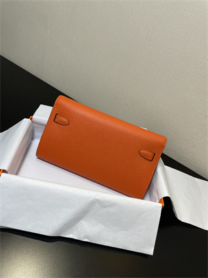 Kelly Classique To Go wallet Epsom Leather Gold Tone Metal In Orange Color HS