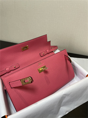 Kelly Classique To Go wallet Epsom Leather Gold Tone Metal In Rose Lipsur Color HS