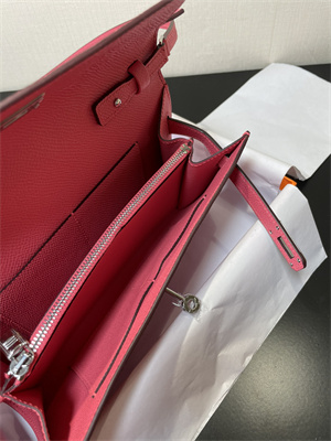 Kelly Classique To Go wallet Epsom Leather Silver Tone Metal In Rose Lipsur Color HS