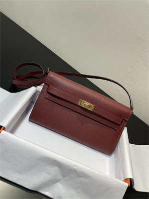 Kelly Classique To Go wallet Epsom Leather Gold Tone Metal In Bordeaux Color HS