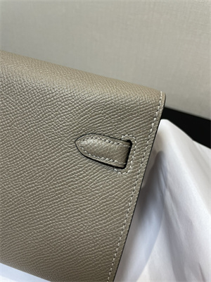 Kelly Classique To Go wallet Epsom Leather Gold Tone Metal In Gris Asphalte Color HS