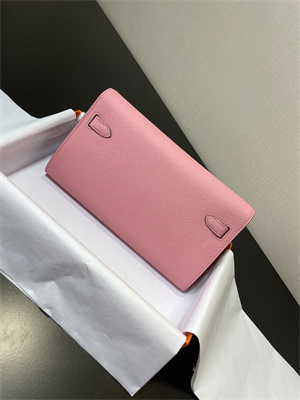 Kelly Classique To Go wallet Epsom Leather Silver Tone Metal In Rose Confetti Color HS