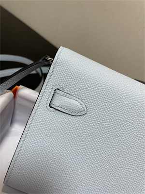 Kelly Classique To Go wallet Epsom Leather Silver Tone Metal In Blue Brume Color HS