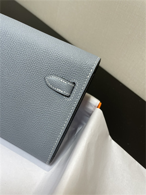 Kelly Classique To Go wallet Epsom Leather Gold Tone Metal In Blue Lin Color HS