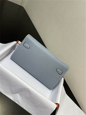 Kelly Classique To Go wallet Epsom Leather Silver Tone Metal In Blue Lin Color HS