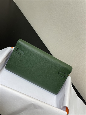 Kelly Classique To Go wallet Epsom Leather Gold Tone Metal In Vert Anglais Color HS