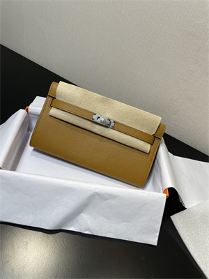 Kelly Classique To Go wallet Epsom Leather Silver Tone Metal In Sesame Color HS