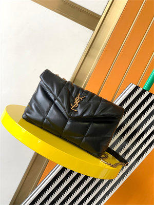 Y.S.L TOY PUFFER In Nappa Lambskin Gold Tone Metal Black Color