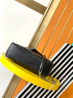 Y.S.L TOY PUFFER In Nappa Lambskin Silver Tone Metal Black Color