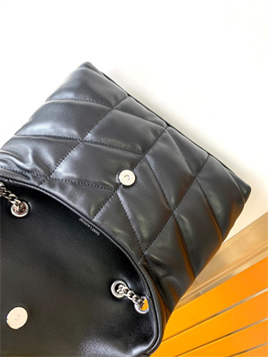 Y.S.L TOY PUFFER In Nappa Lambskin Silver Tone Metal Black Color