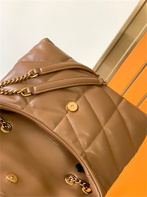 Y.S.L TOY PUFFER In Nappa Lambskin Gold Tone Metal Caramel Color