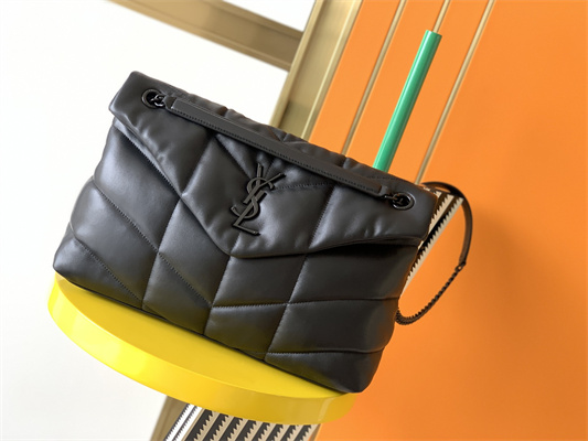 Y.S.L PUFFER MEDIUM In Nappa Lambskin Black Tone Metal Black Color