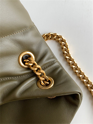 Y.S.L PUFFER MEDIUM In Nappa Lambskin Gold Tone Metal Dk Green Color