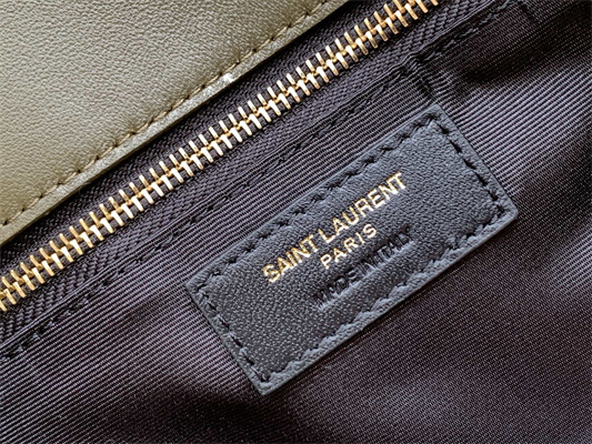 Y.S.L PUFFER MEDIUM In Nappa Lambskin Gold Tone Metal Dk Green Color