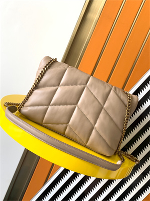 Y.S.L PUFFER MEDIUM In Nappa Lambskin Gold Tone Metal Beige Color