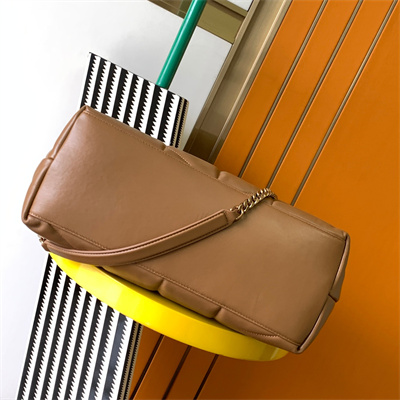 Y.S.L PUFFER MEDIUM In Nappa Lambskin Gold Tone Metal Caramel Color