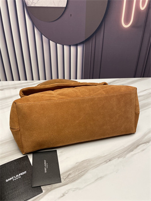 Y.S.L PUFFER MEDIUM In Suede Leather Gold Tone Metal Caramel Color